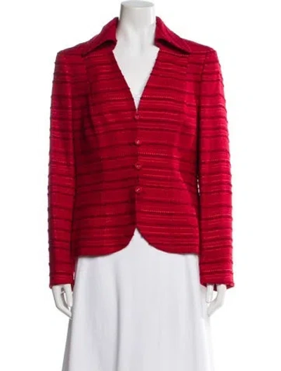 Pre-owned Escada Striped Blazer In Red