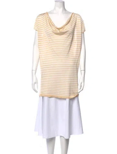 Pre-owned Escada Striped Cowl Neck Top In Yellow