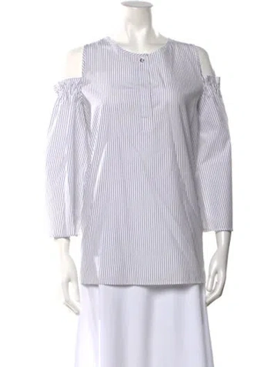 Pre-owned Escada Striped Crew Neck Blouse In Multi