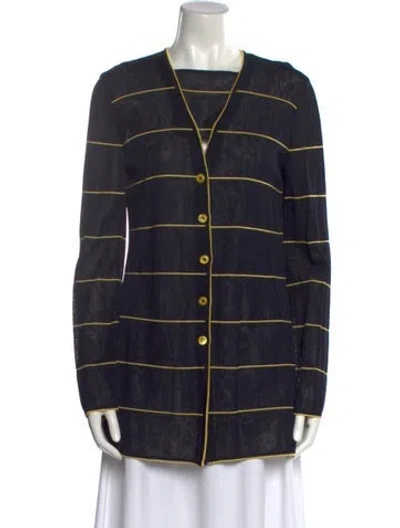 Pre-owned Escada Striped Crew Neck Sweater In Blue