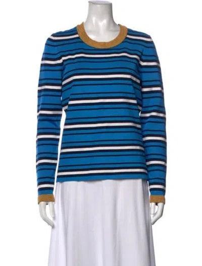 Pre-owned Escada Striped Crew Neck Sweater In Blue/metallic