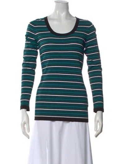 Pre-owned Escada Striped Crew Neck Sweater In Green