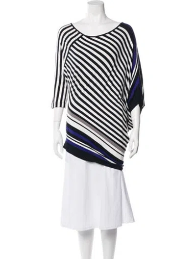Pre-owned Escada Striped Crew Neck Top In Blue