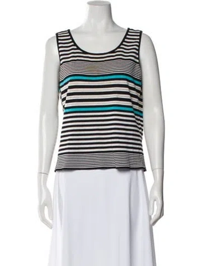 Pre-owned Escada Striped Crew Neck Top In Blue/white