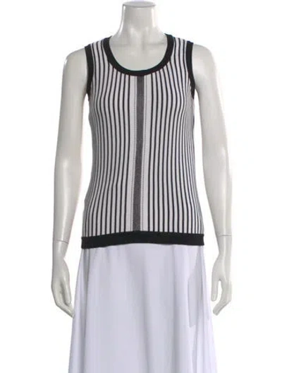 Pre-owned Escada Striped Crew Neck Top In Gray