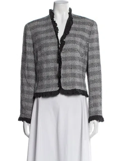 Pre-owned Escada Striped Evening Jacket In Black