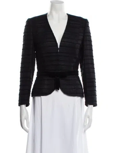 Pre-owned Escada Striped Evening Jacket In Black