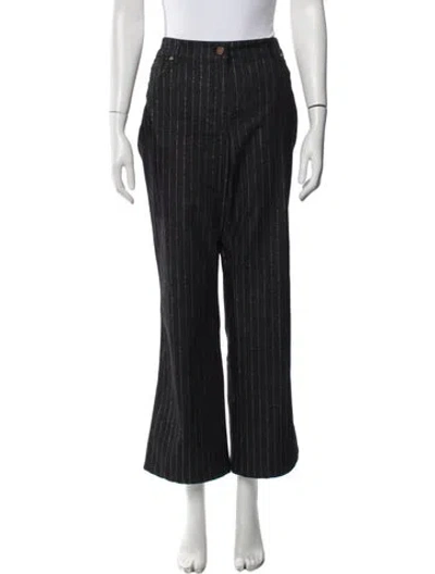 Pre-owned Escada Striped Flared Pants In Black