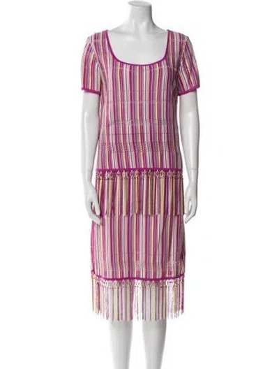 Pre-owned Escada Striped Fringe Trim Accent Skirt Set In Multi