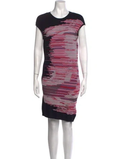 Pre-owned Escada Striped Knee-length Dress In Black/pink