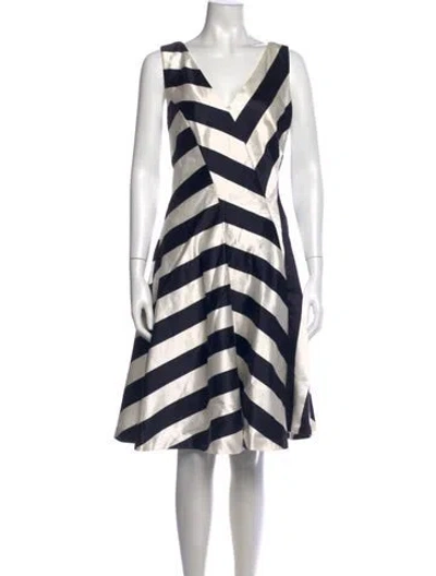 Pre-owned Escada Striped Knee-length Dress In Blue