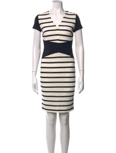 Pre-owned Escada Striped Knee-length Dress In Blue