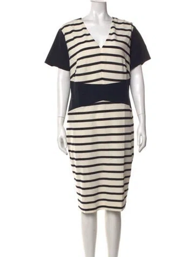 Pre-owned Escada Striped Knee-length Dress In Blue