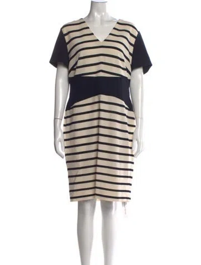 Pre-owned Escada Striped Knee-length Dress In Neutrals