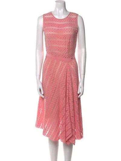 Pre-owned Escada Striped Knee-length Dress In Pink