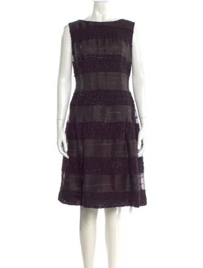 Pre-owned Escada Striped Knee-length Dress In Purple