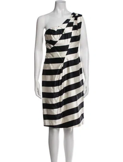 Pre-owned Escada Striped Knee-length Dress W/ Tags In Neutrals