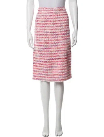 Pre-owned Escada Striped Knee-length Skirt W/ Tags In Pink