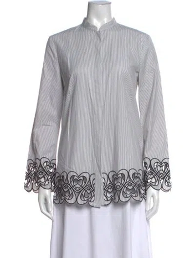 Pre-owned Escada Striped Long Sleeve Top In Black