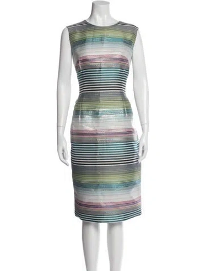 Pre-owned Escada Striped Midi Length Dress In Blue