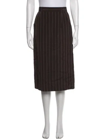 Pre-owned Escada Striped Midi Length Skirt In Brown