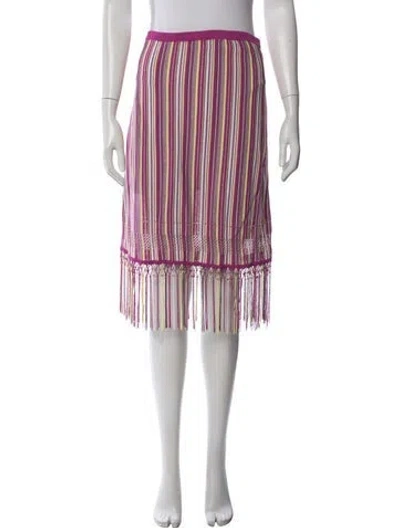 Pre-owned Escada Striped Midi Length Skirt In Purple/white/yellow