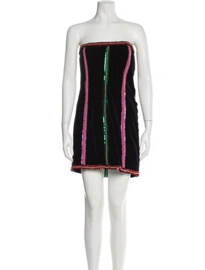 Pre-owned Escada Striped Mini Dress In Black