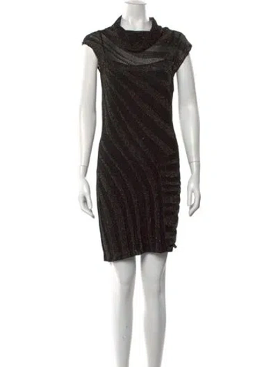 Pre-owned Escada Striped Mini Dress In Black
