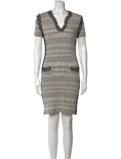 Pre-owned Escada Striped Mini Dress In Neutral