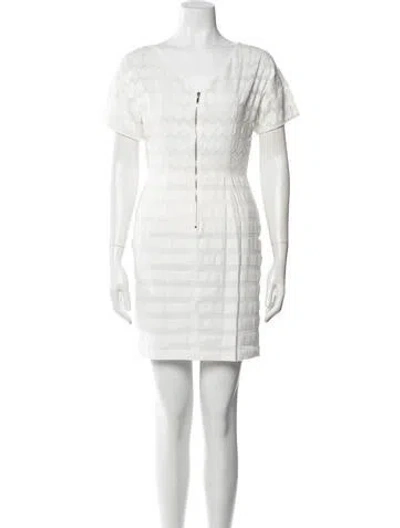 Pre-owned Escada Striped Mini Dress In White