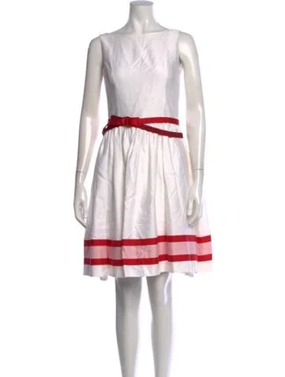 Pre-owned Escada Striped Mini Dress In White