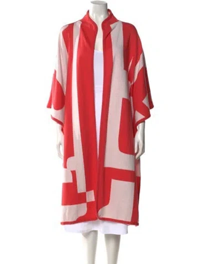 Pre-owned Escada Striped Mock Neck Sweater In Red