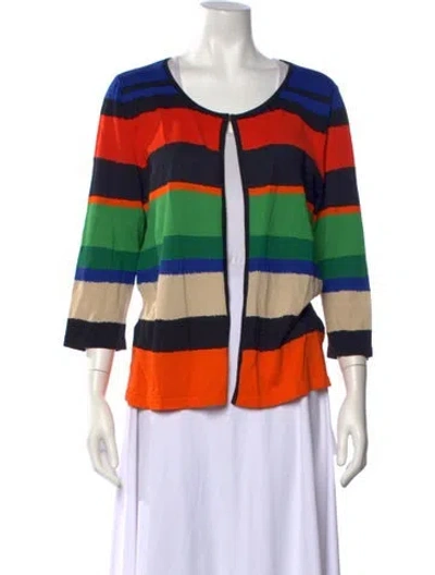 Pre-owned Escada Striped Open Front Sweater In Orange