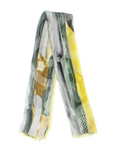 Pre-owned Escada Striped Scarf W/ Tags In Yellow