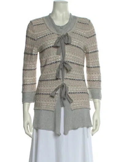 Pre-owned Escada Striped Scoop Neck Sweater In Gold