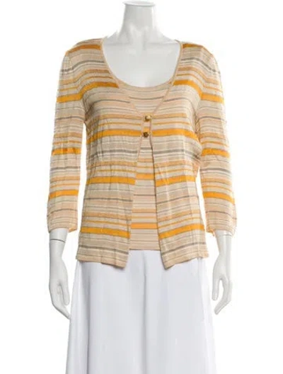 Pre-owned Escada Striped Scoop Neck Sweater In Multi