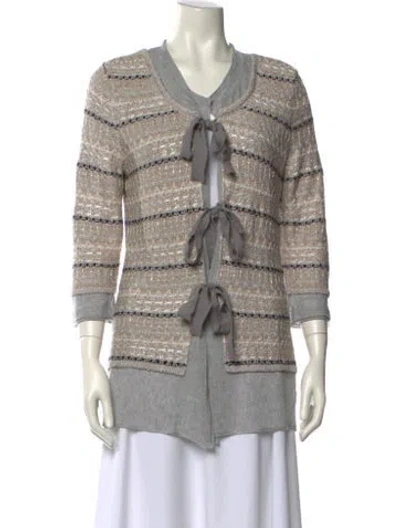 Pre-owned Escada Striped Scoop Neck Sweater In Neutral