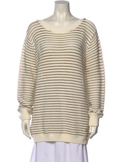 Pre-owned Escada Striped Scoop Neck Sweater In Neutral