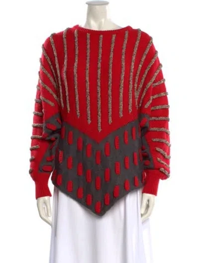 Pre-owned Escada Striped Scoop Neck Sweater In Red