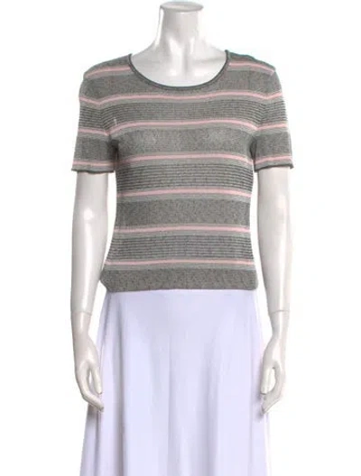 Pre-owned Escada Striped Scoop Neck Top In Neutral