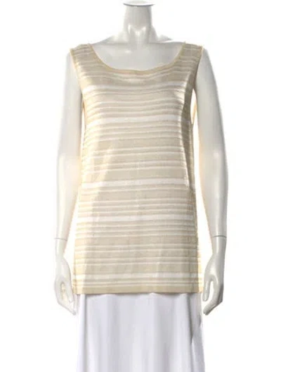 Pre-owned Escada Striped Scoop Neck Top In Neutral