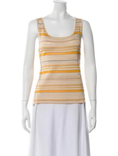 Pre-owned Escada Striped Scoop Neck Top In Orange