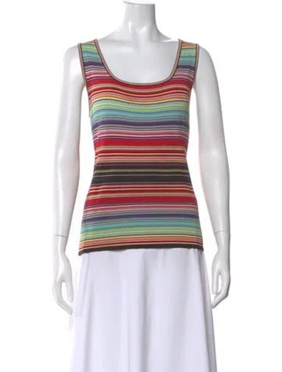 Pre-owned Escada Striped Scoop Neck Top In Pink
