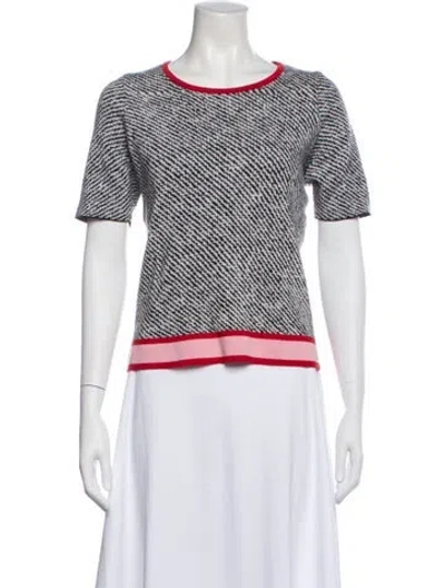Pre-owned Escada Striped Scoop Neck Top In White