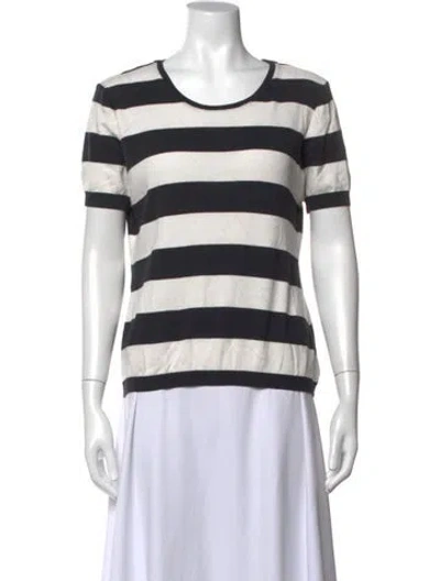 Pre-owned Escada Striped Scoop Neck T-shirt In Multi