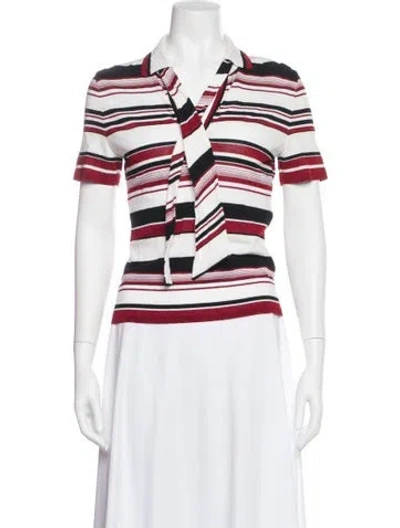 Pre-owned Escada Striped Short Sleeve Top In Multi