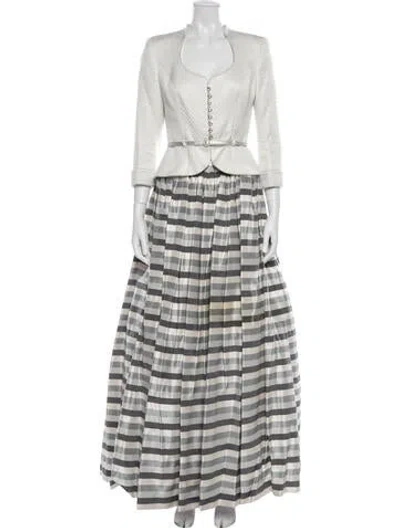 Pre-owned Escada Striped Skirt Set In Gray
