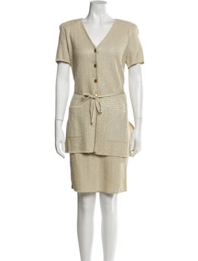 Pre-owned Escada Striped Skirt Set In Neutral