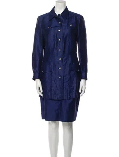 Pre-owned Escada Striped Skirt Suit In Blue
