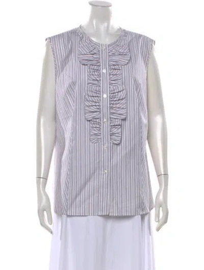 Pre-owned Escada Striped Sleeveless Blouse In White